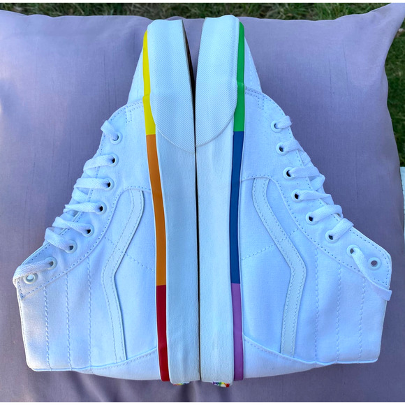 Vans SK8 Hi Tapered Rainbow Foxing True White Men's Skate Shoes Size 11 721356 - Picture 7 of 11
